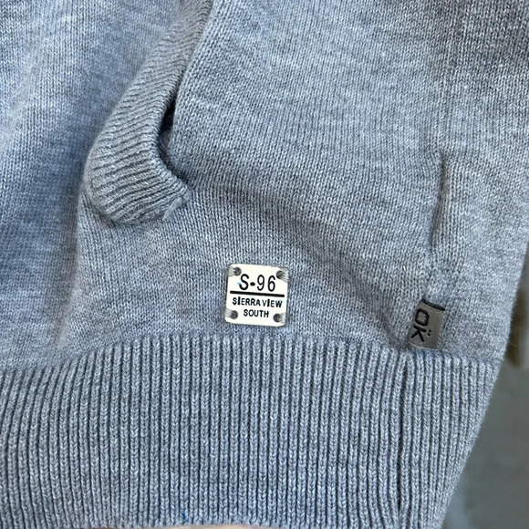 Okaidi Grey Cotton Elbow Patch Cardigan Sweater, size 14 - Picture 2 of 12